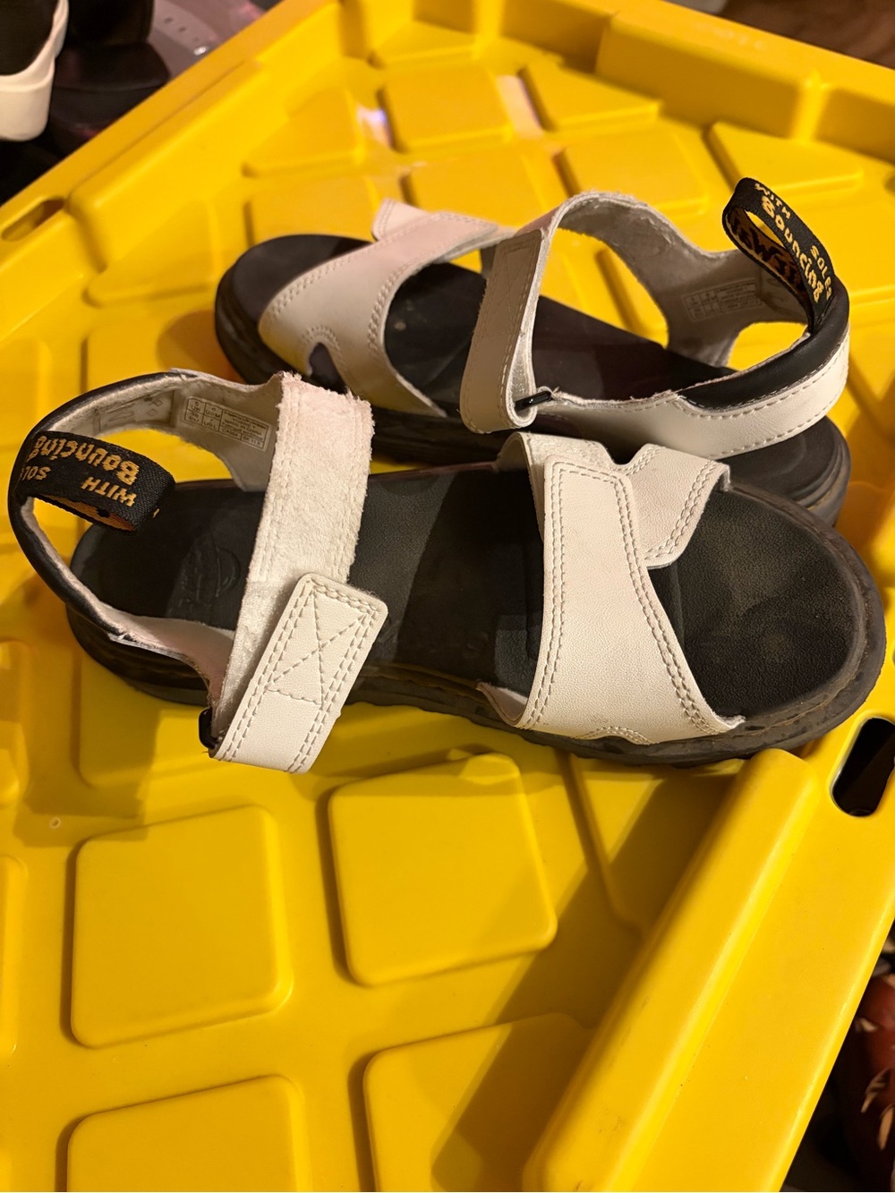Dr. Martens White and Black Strappy Women's Sandals